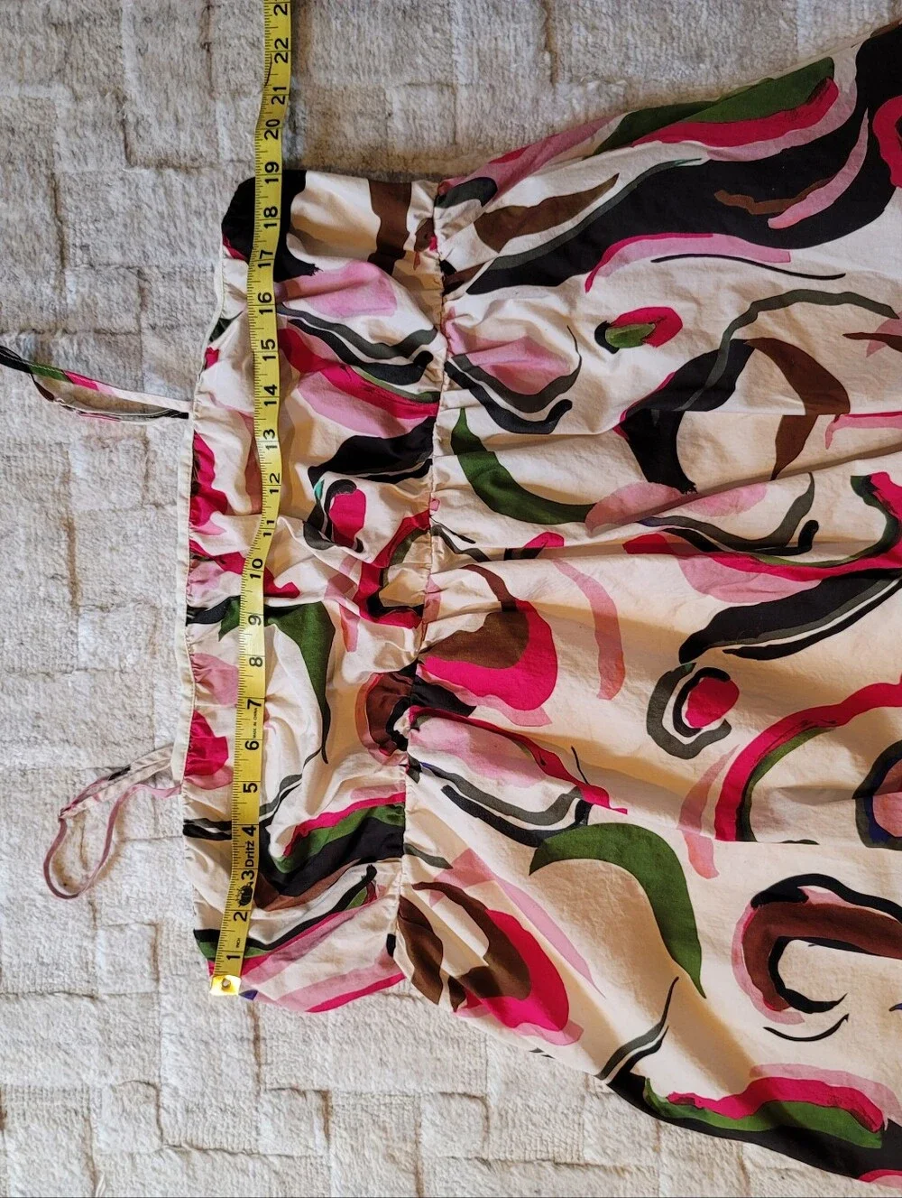 ANTHROPOLOGIE Adjustable Strap Bubble Hem Short Dress Pink Abstract Size XL - Picture 6 of 10